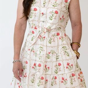 Entro Floral Tiered Mini Dress - Cream and Pink